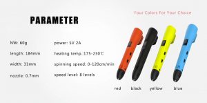 Buy Wodian QY01 3D printing pen in Australia - parameter