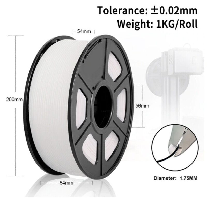 3D printing filament PLA PCL - size